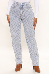 All Crossed Up Non Stretch Straight Leg Jeans - Light Blue Wash